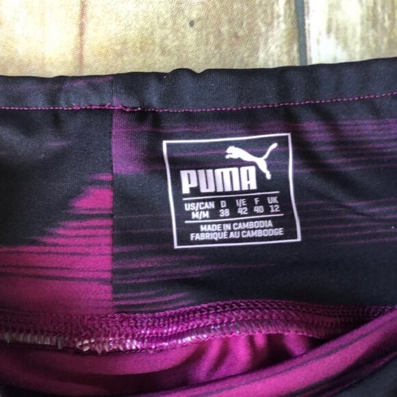 Puma Blur Cropped Black & Fuchsia Legging Medium - Picture 3 of 5